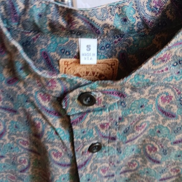 Mens Small Vintage Shirt Wah Maker Paisley Button-Up Pullover Paisley Made USA - Picture 5 of 7
